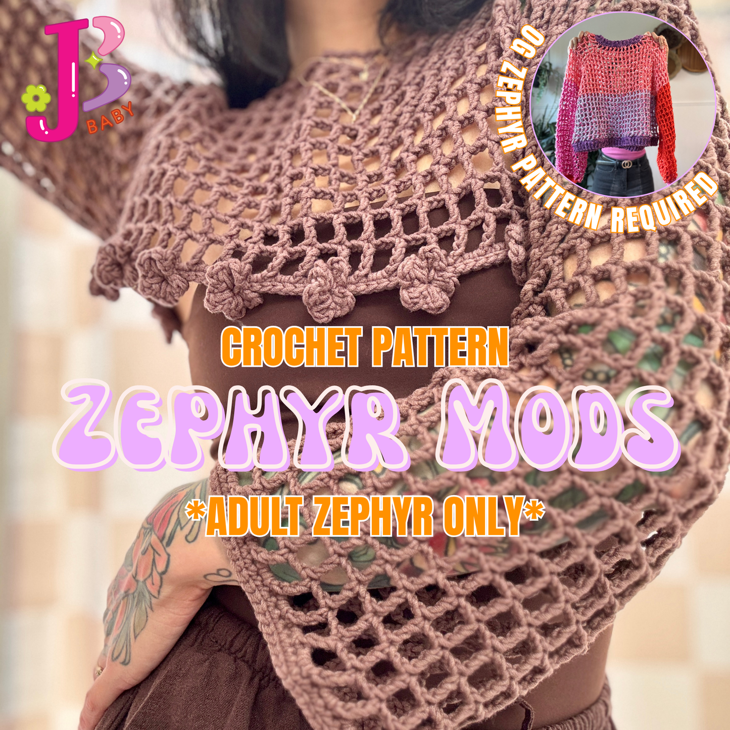 OG Adult Zephyr Mods CROCHET PATTERN + DAISY VIDEO TUTORIAL