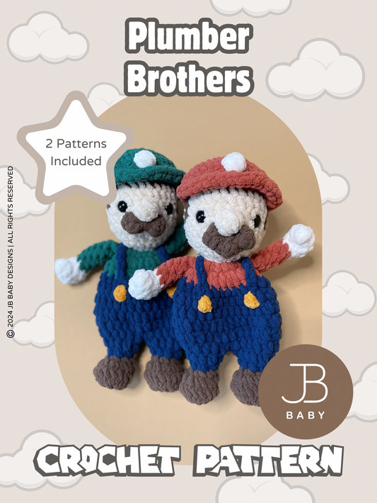 Plumber Brothers CROCHET PATTERN BUNDLE (2 Patterns Included)