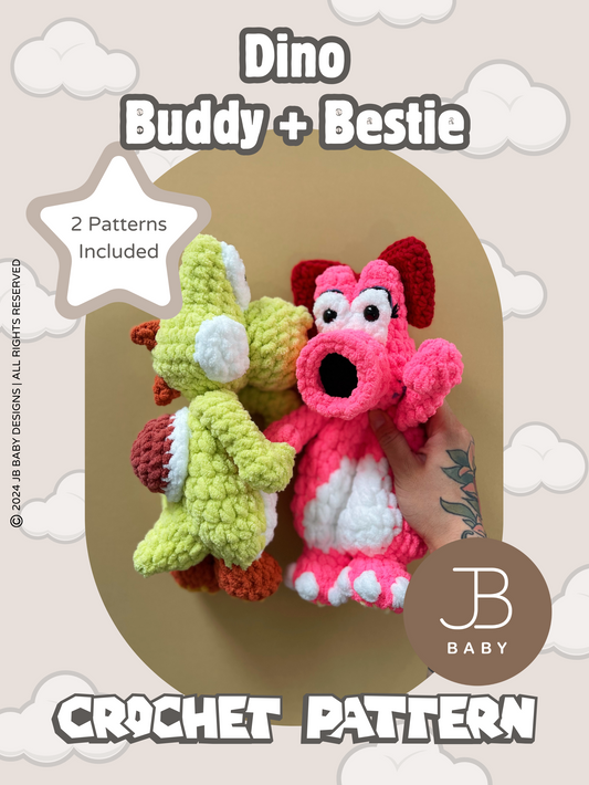 Dino Buddy + Bestie CROCHET PATTERN BUNDLE (2 Patterns Included)