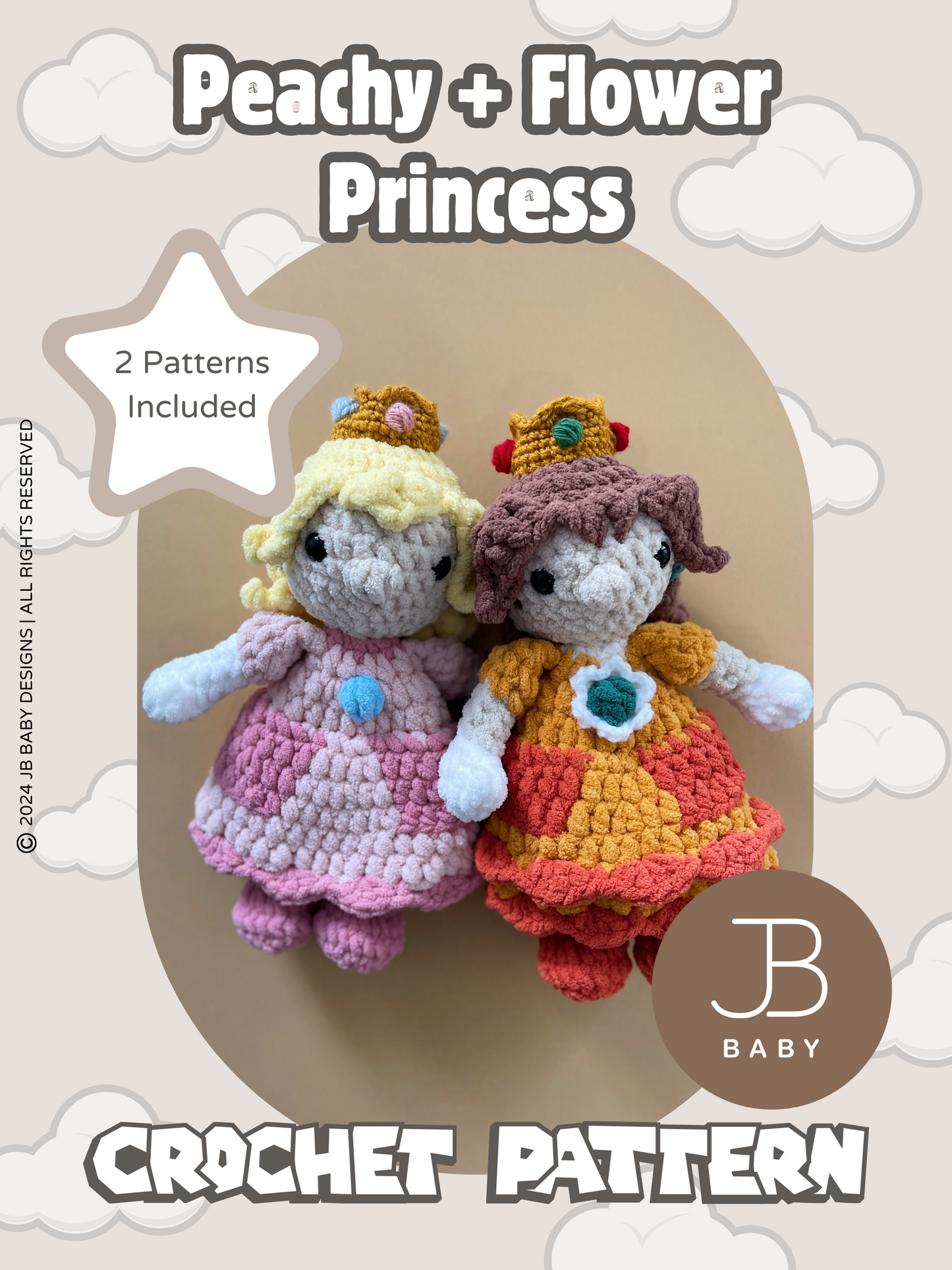 Peachy + Flower Princess CROCHET PATTERN BUNDLE (2 Patterns Included)