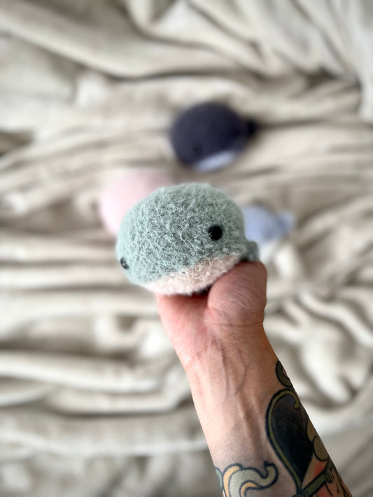 Mini Fuzzy Whale - Sage & Sand Dollar