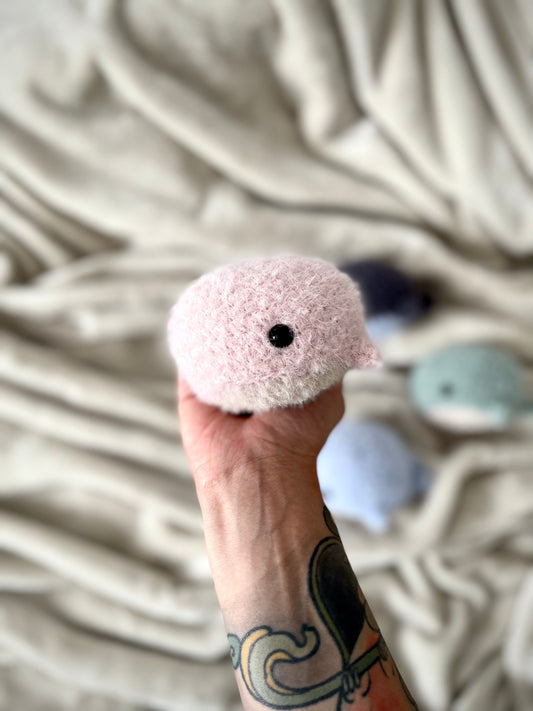 Mini Fuzzy Whale - Blush & Sand Dollar