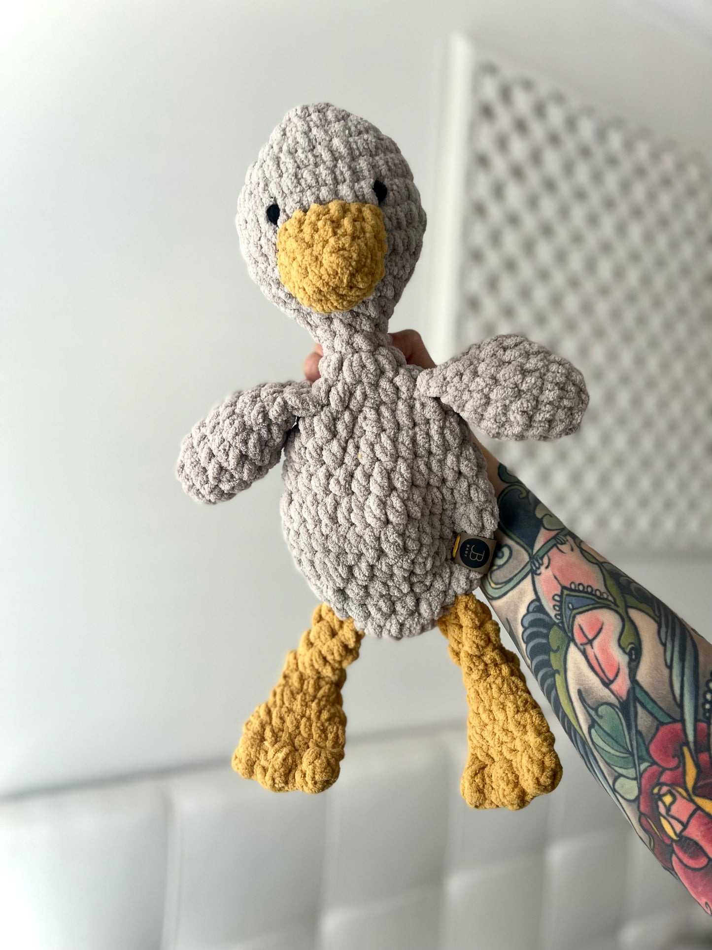 Duck Snuggler - Pale Grey & Gold