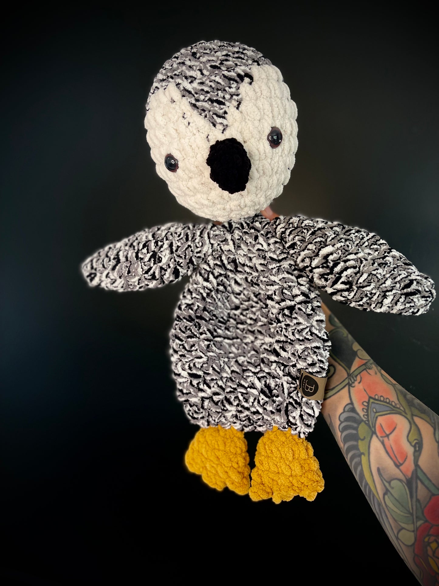 Pip the Penguin Snuggler - Salt & Pepper w/ White Beach